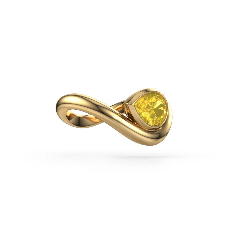 Ring Lena 585 goud gele saffier 8x6 mm