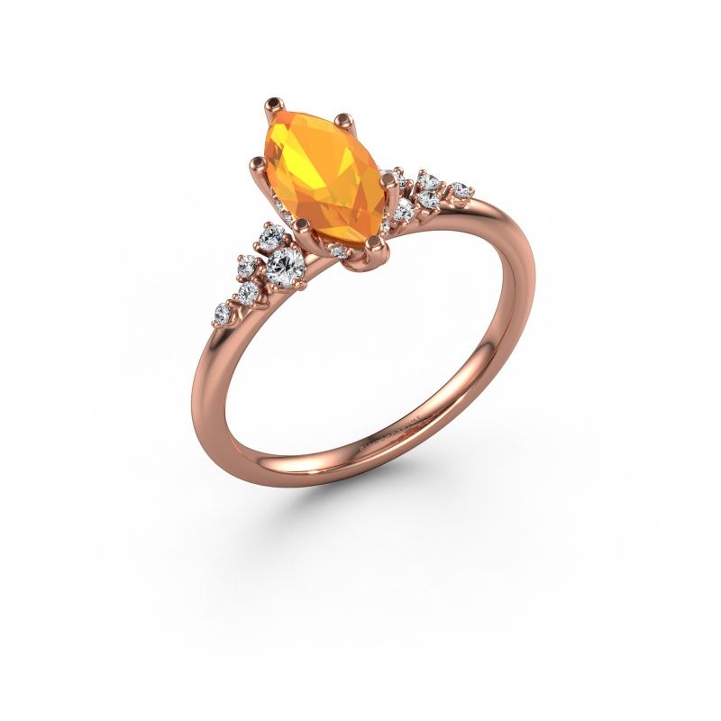 Engagement ring Emma MRQ 585 rose gold citrin 10x5 mm