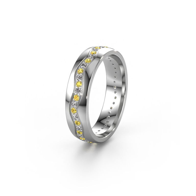 Trouwring WH0803L25AP 950 platina gele saffier ±5x1.7 mm