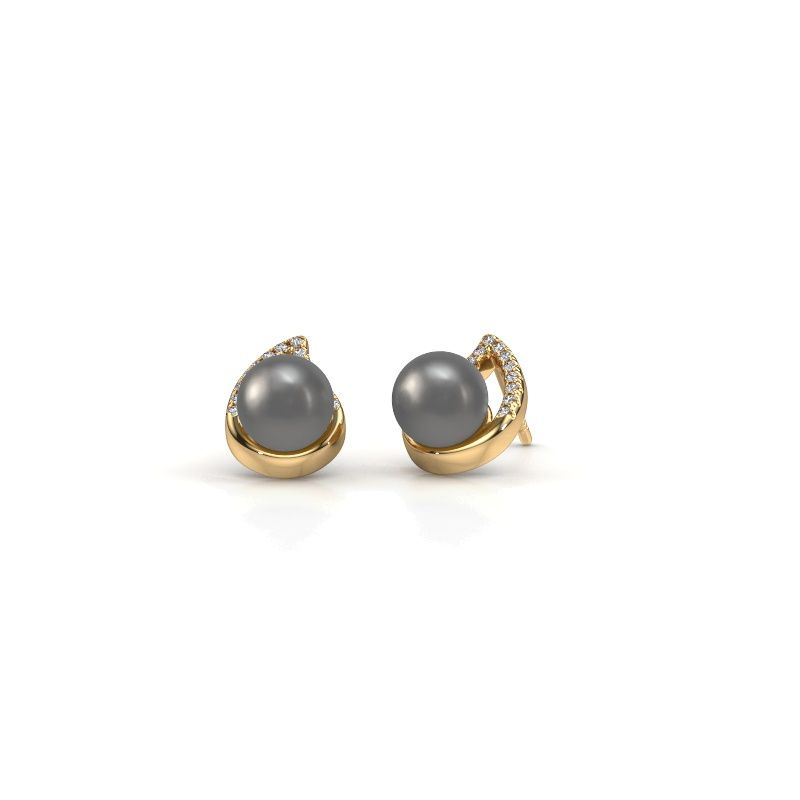 Earrings Kaira 585 gold grey pearl 7 mm