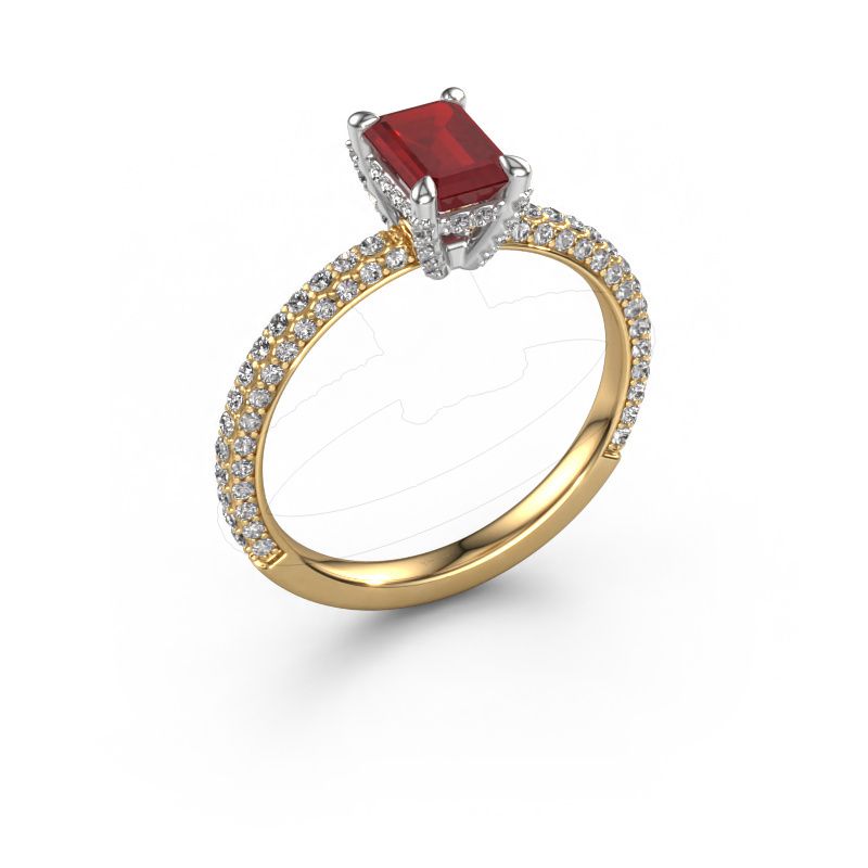 Verlovingsring Saskia EME 2 585 goud robijn 6.5x4.5 mm