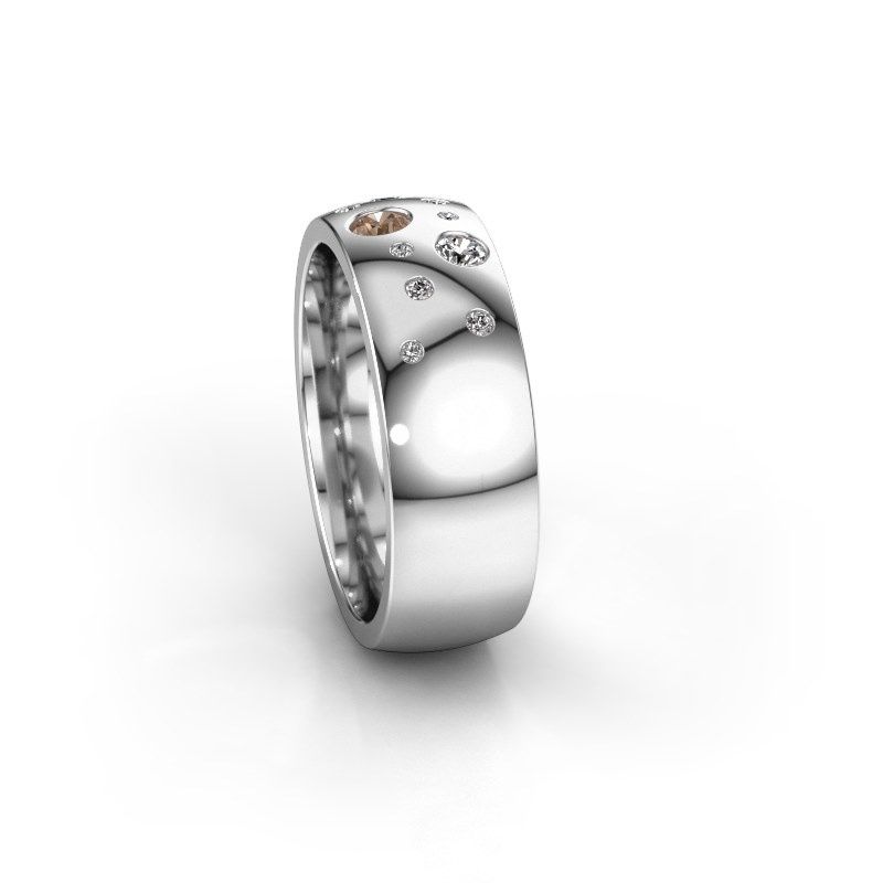 Afbeelding van Trouwring WH0141L26BP 950 platina bruine diamant ±7x2 mm