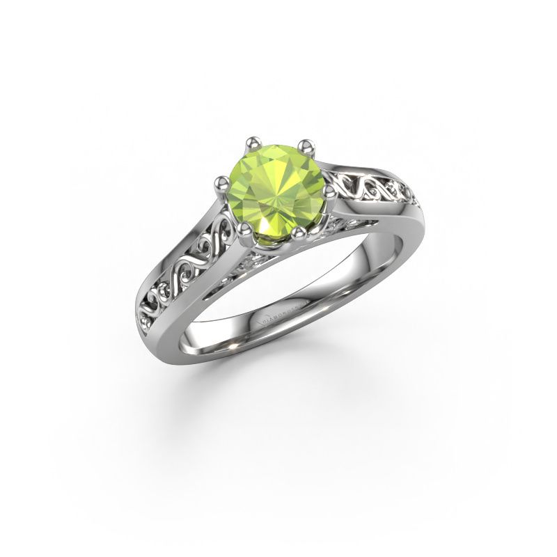 Verlobungsring Shan 950 Platin Peridot 6 mm