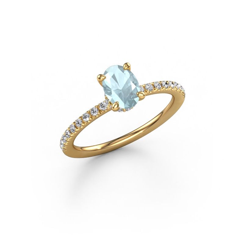 Engagement ring Crystal OVL 4 585 gold aquamarine 7x5 mm
