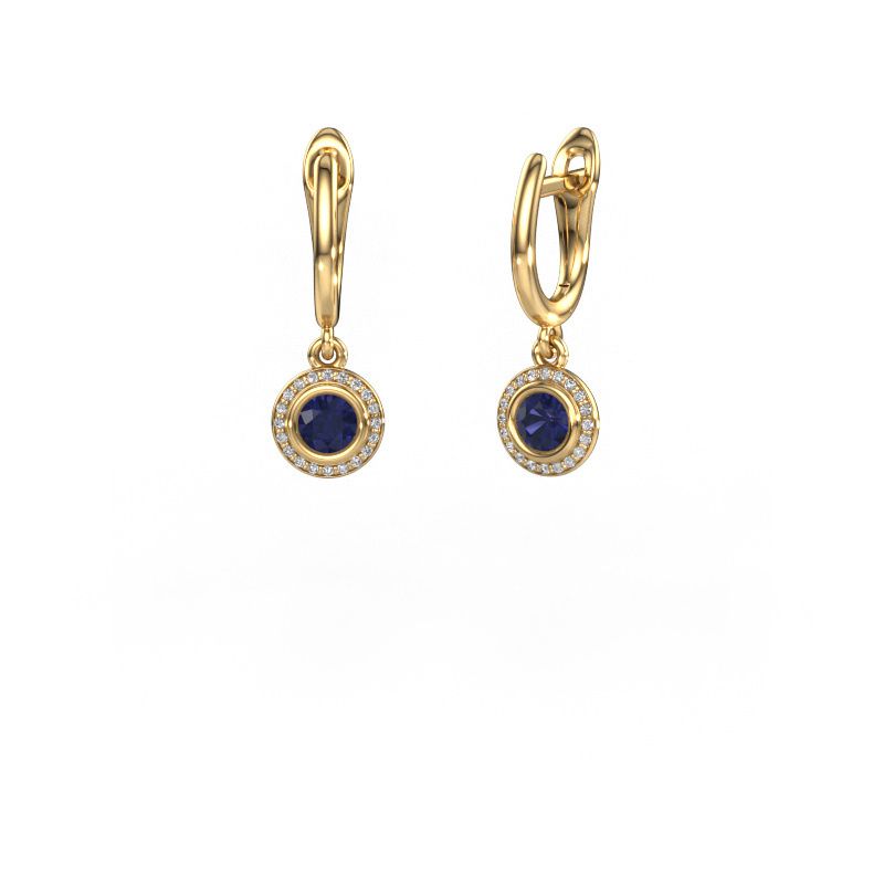 Drop earrings Noud RND 585 gold sapphire 4 mm