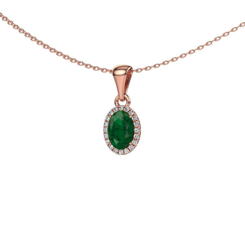 Pendant Seline ovl 585 rose gold emerald 7x5 mm