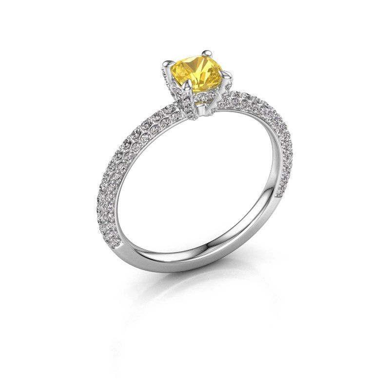 Image of Engagement ring saskia 2 cus<br/>950 platinum<br/>Yellow sapphire 4.5 mm