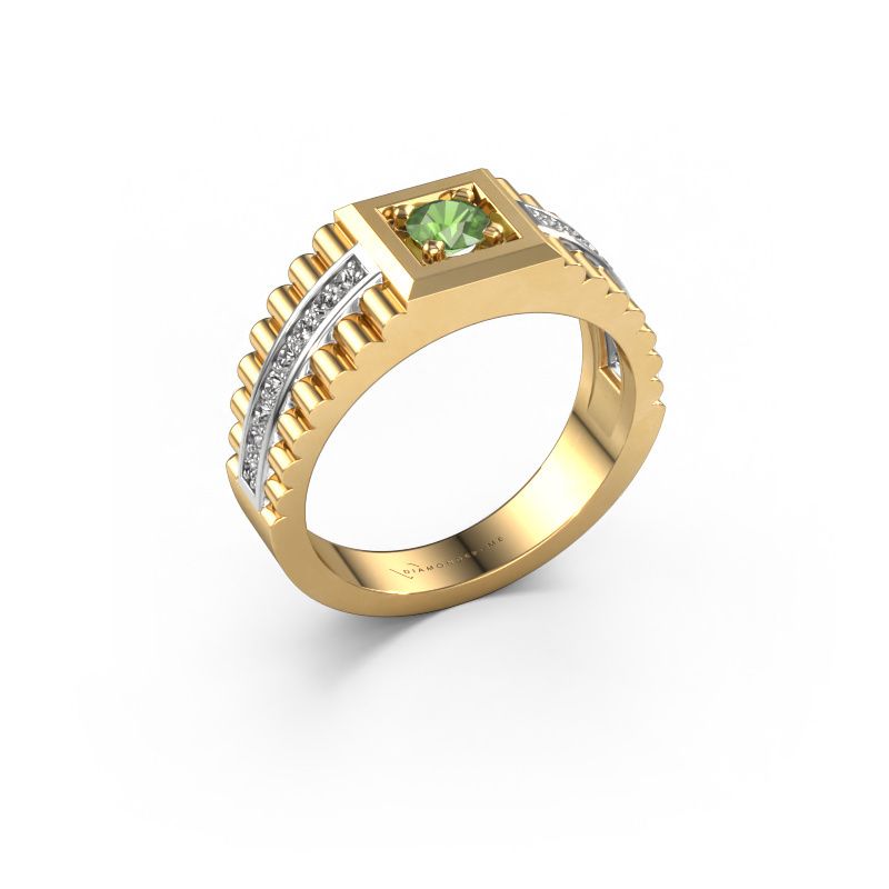 Herrenring Maikel 585 Gold Turmalin grün 4.2 mm