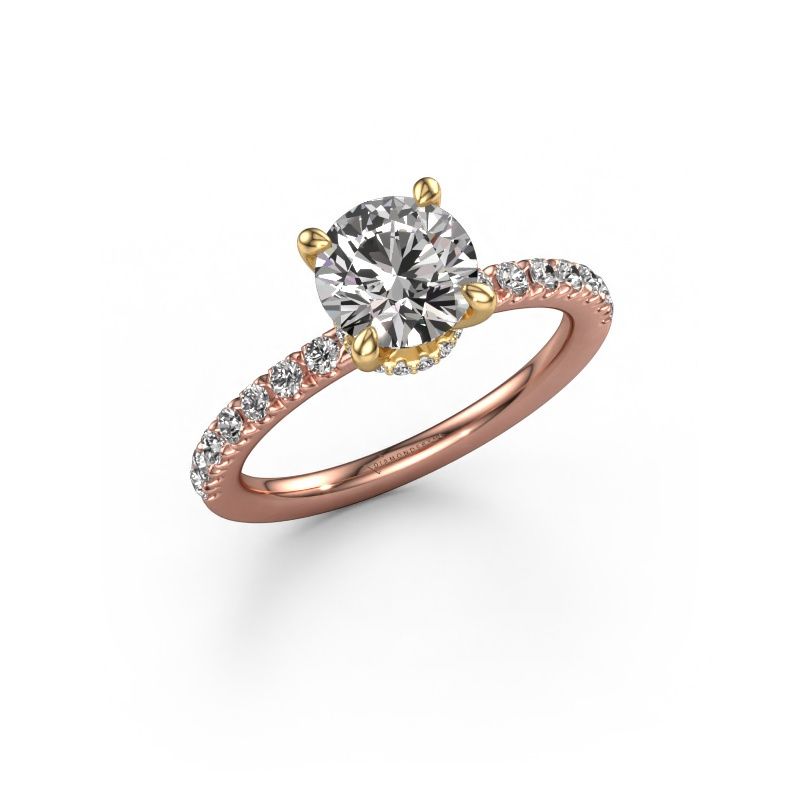 Verlobungsring Crystal rnd 4 585 Roségold Lab-grown Diamant 0.910 crt