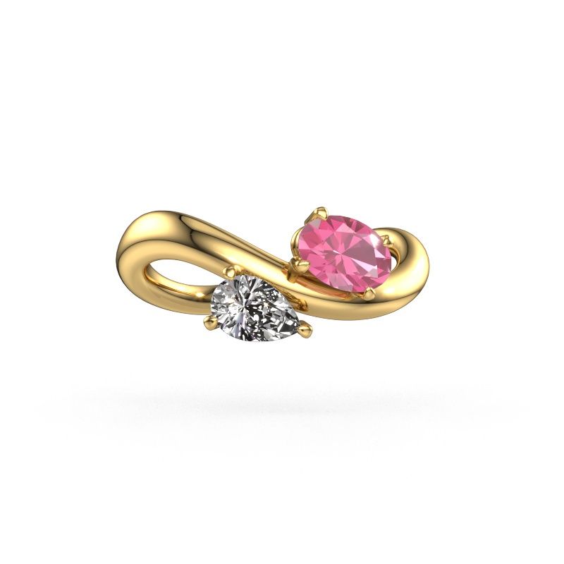 Engagement ring Chloe OVL-PER 585 gold pink sapphire 6.5x4.5 mm