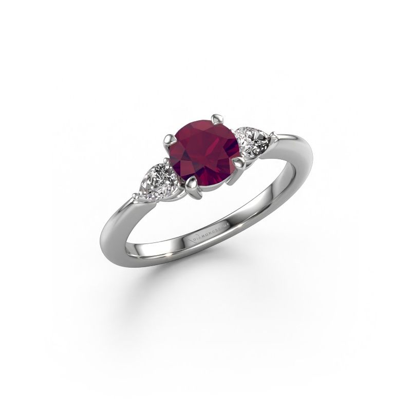 Verlovingsring Chanou RND 950 platina rhodoliet 6 mm