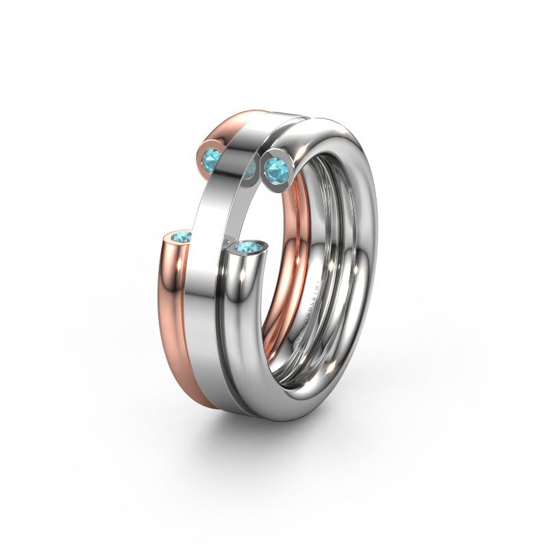 Wedding ring WH6018L 585 white gold blue topaz ±8x3 mm
