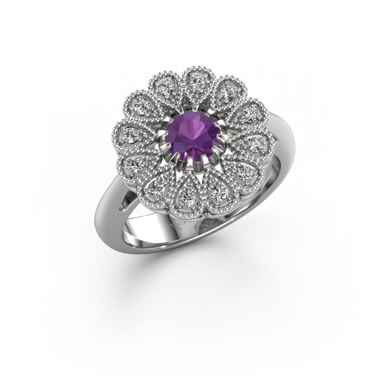 Engagement ring Kaat 950 platinum amethyst 5 mm
