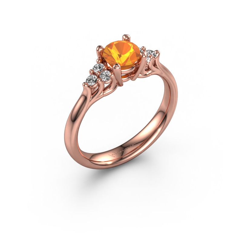 Verlovingsring Monika RND 585 rosé goud citrien 5.5 mm