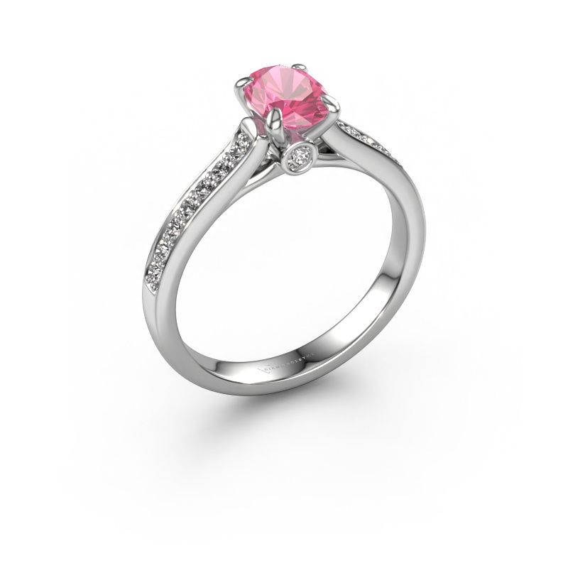 Engagement ring Valorie ovl 2 950 platinum pink sapphire 7x5 mm
