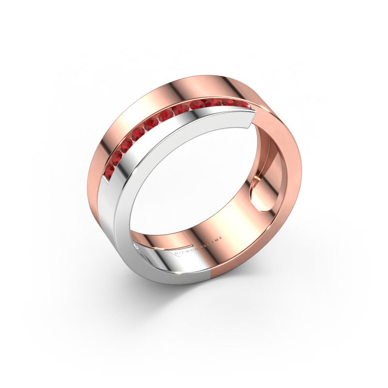 Ring Loma 585 rosé goud robijn 1.5 mm
