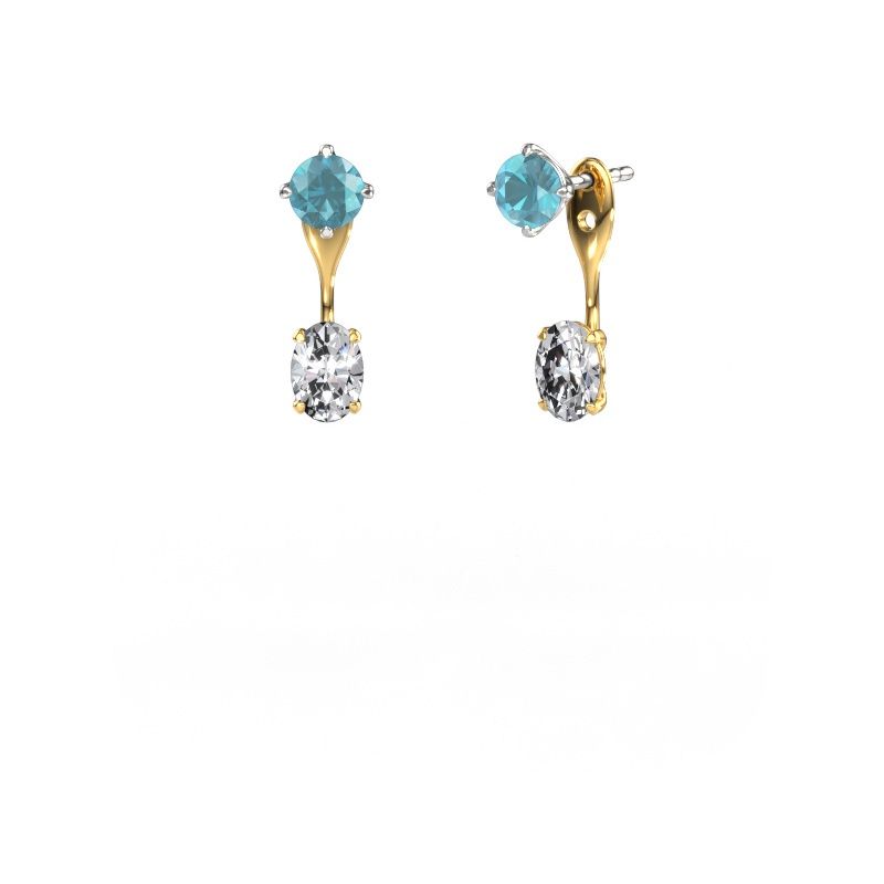 Ohrhänger Kate RND-OVL 585 Weißgold Blau Topas 5 mm