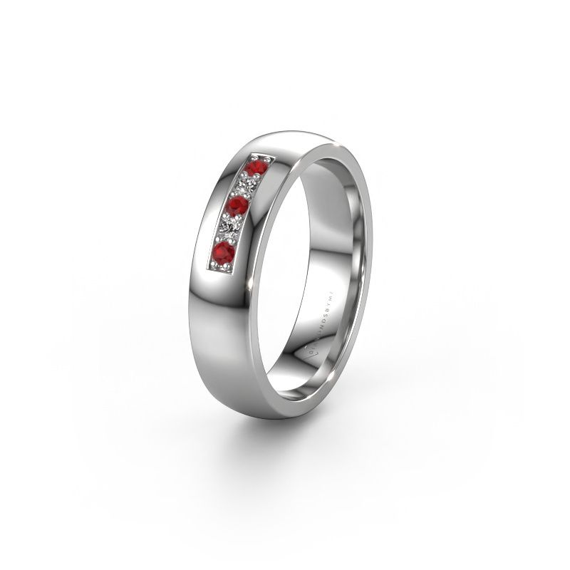 Wedding ring WH0111L25BP 585 white gold ruby ±5x2 mm