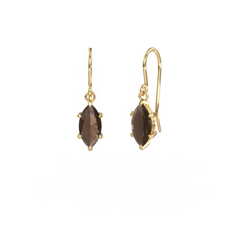 Drop earrings Laurie MRQ 1 585 gold smokey quartz 10x5 mm