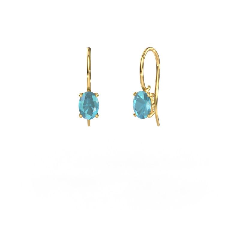 Pendants d'oreilles Cleo OVL 585 or jaune topaze bleue 7x5 mm