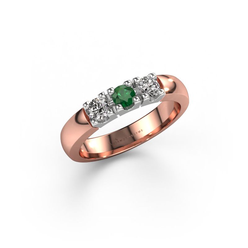 Ring Rianne 3 585 rose gold emerald 3.4 mm