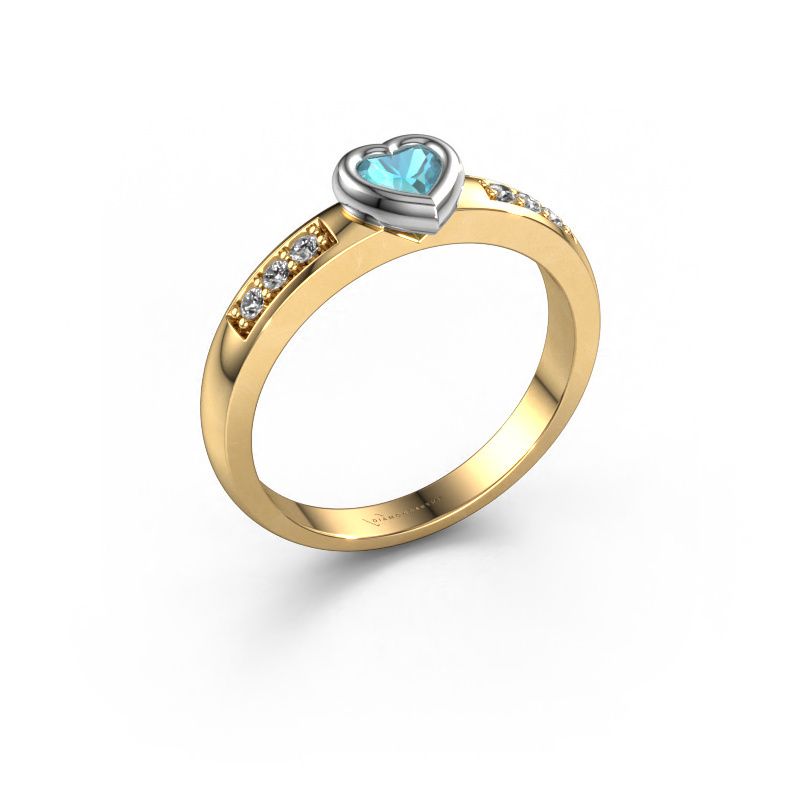 Verlovingsring Lieke Heart 585 goud blauw topaas 4 mm