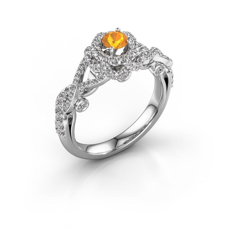 Afbeelding van Verlovingsring Cathryn<br/>585 witgoud<br/>Citrien 4 mm