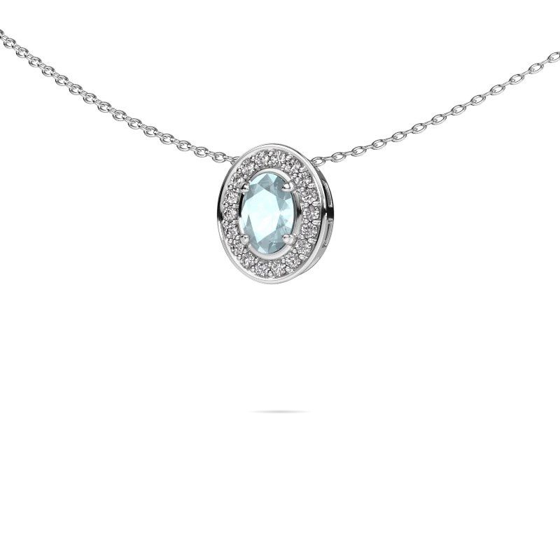 Kette Madelon 585 Weißgold Aquamarin 6x4 mm