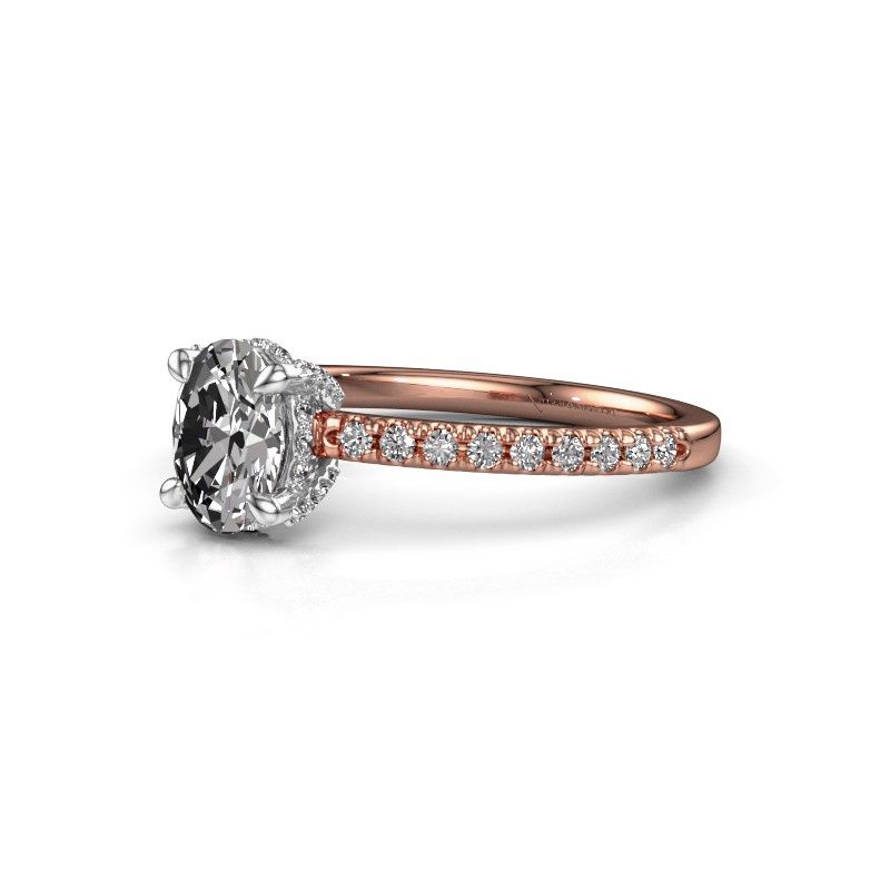 Image of Engagement ring saskia 1 ovl<br/>585 rose gold<br/>Zirconia 7x5 mm