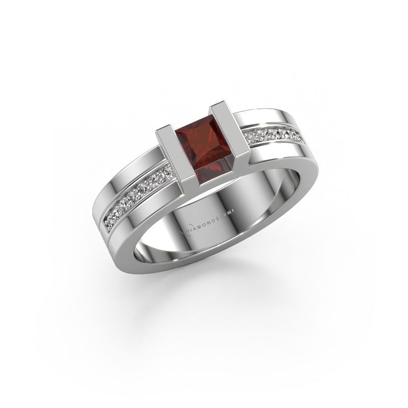 Engagement ring Desire 585 white gold garnet 4 mm