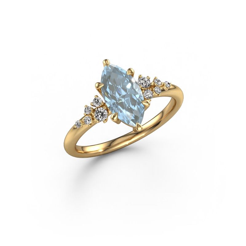 Engagement ring Royce MRQ 585 gold blue lab grown diamond 11x5.5 mm