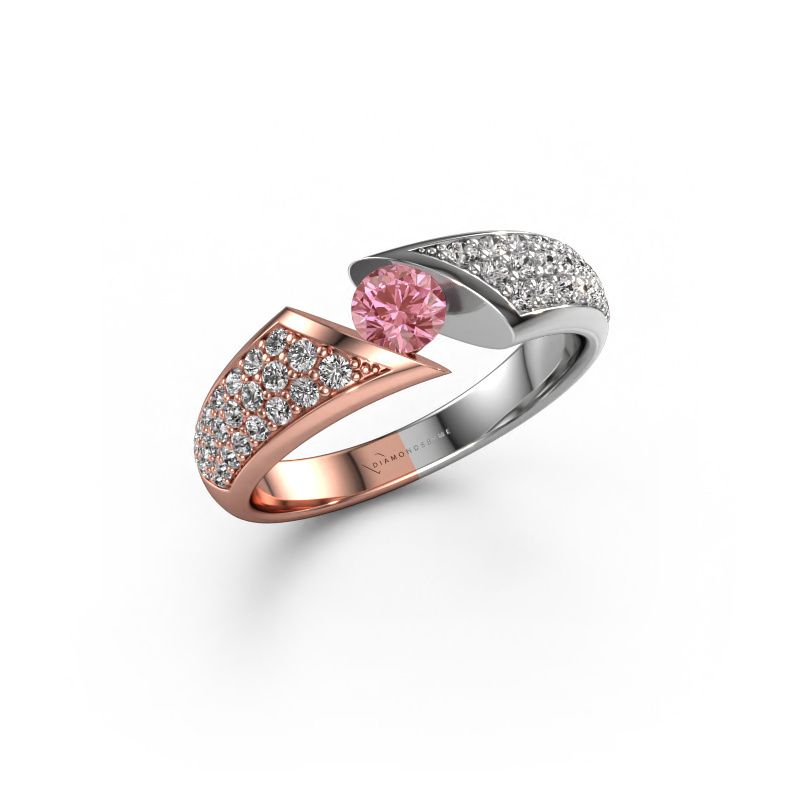 Engagement ring Hojalien 3 585 rose gold pink lab grown diamond 4.2 mm