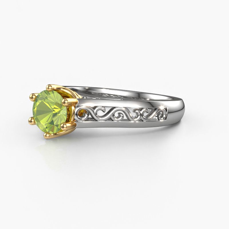 Image of Engagement ring Shan 585 white gold peridot 6 mm