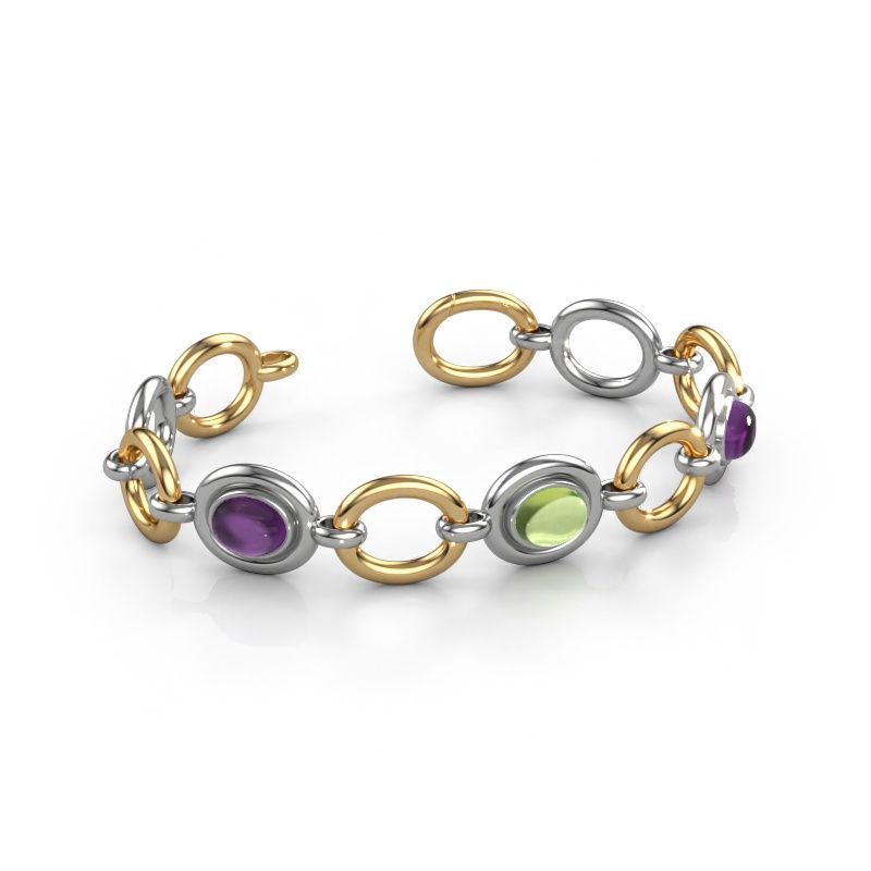 Link bracelet Maxima 3 585 white gold amethyst 9x7 mm