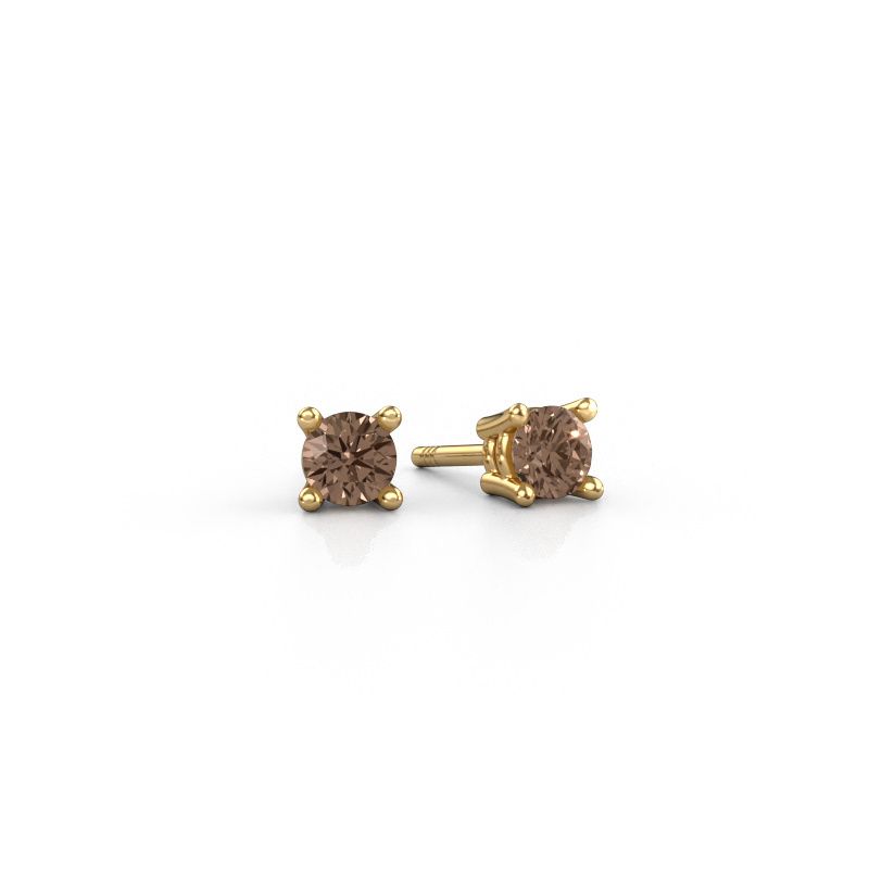 Clous d'oreilles Jannette 585 or jaune diamant brun 0.25 crt
