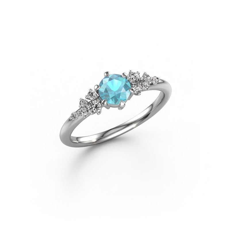 Engagement ring Royce RND 950 platinum blue topaz 5 mm