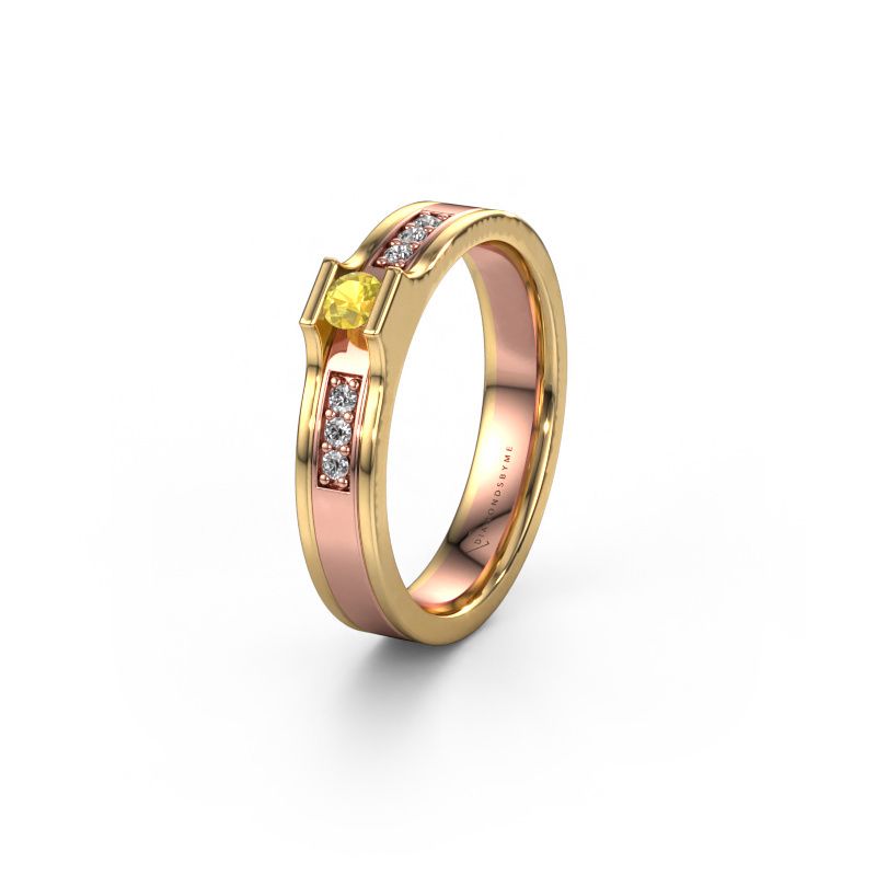 Trouwring WH2110L14A 585 rosé goud gele saffier ±4x1.7 mm