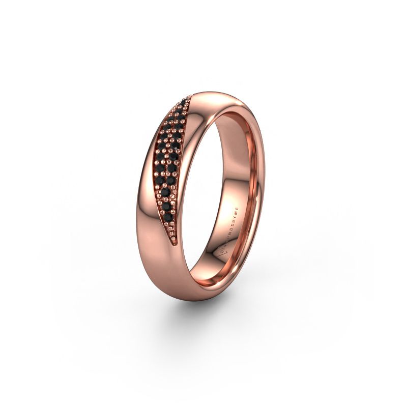 Trouwring WH2025L 585 rosé goud zwarte diamant ±5x2.2 mm