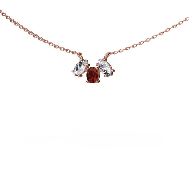 Kette Rachal 585 Roségold Granat 4x3 mm