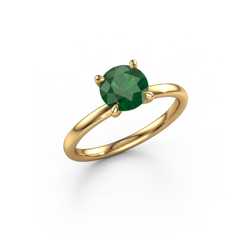 Engagement ring Crystal RND 1 585 gold emerald 6.8 mm