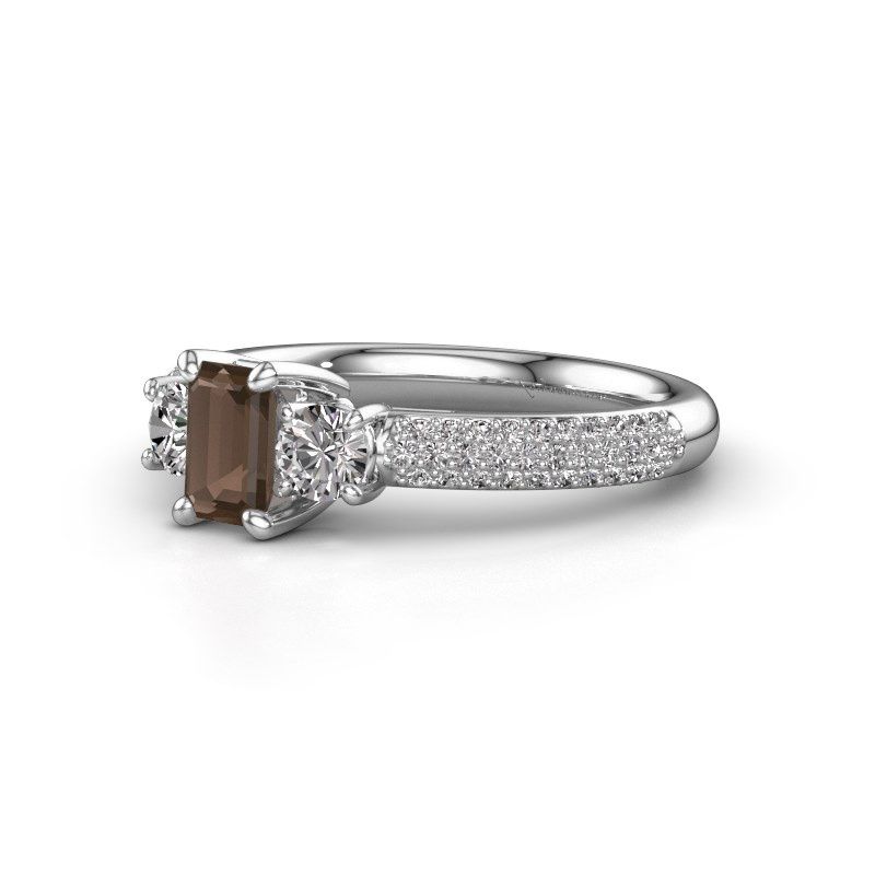 Image of Engagement Ring Marielle Eme<br/>585 white gold<br/>Smokey quartz 6x4 mm
