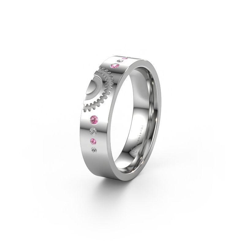 Wedding ring WH2116L25A 585 white gold pink sapphire ±5x1.7 mm
