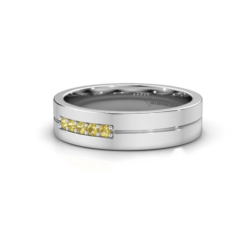 Image of Wedding ring WH0211L15AP<br/>585 white gold ±5x1.7 mm<br/>Yellow sapphire