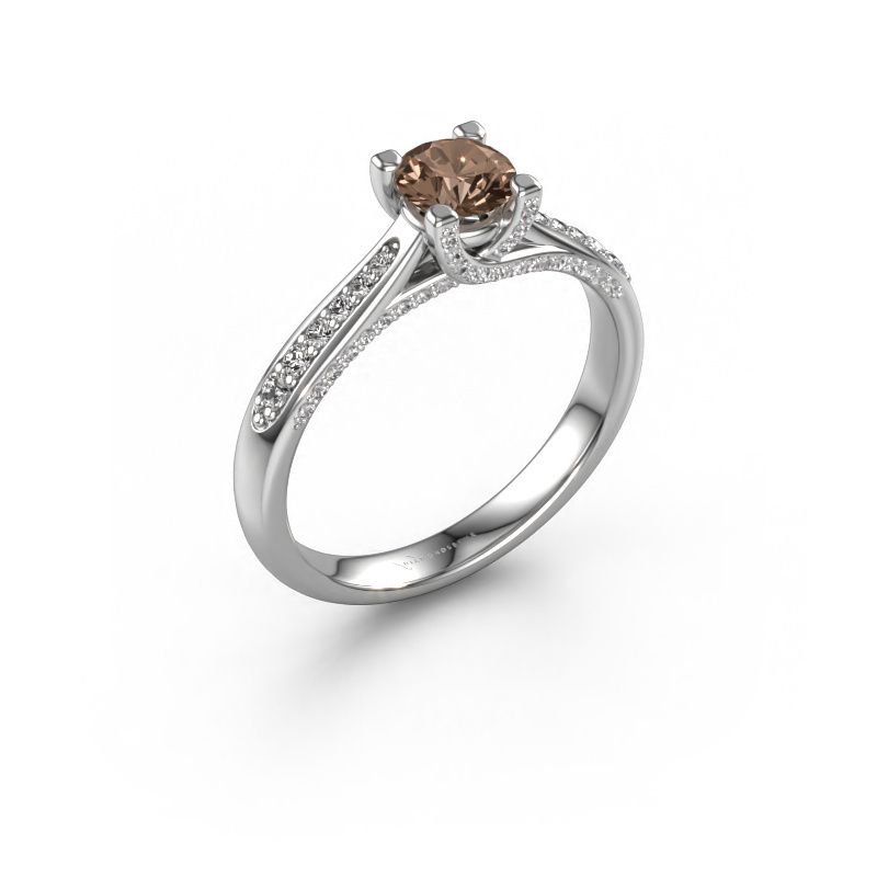 Verlovingsring Mia 3 950 platina bruine diamant 0.748 crt