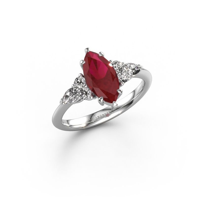 Engagement ring Melani MRQ 950 platinum ruby 11x5.5 mm