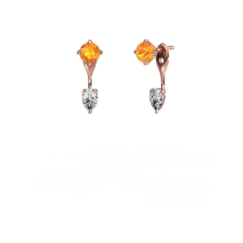 Oorhangers Kate RND-PER 585 rosé goud citrien 5 mm