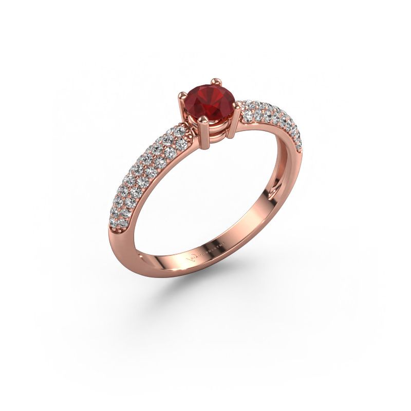 Verlovingsring Marjan 585 rosé goud robijn 4.2 mm