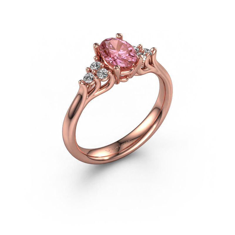 Engagement ring Monika OVL 585 rose gold pink lab grown diamond 7x5 mm