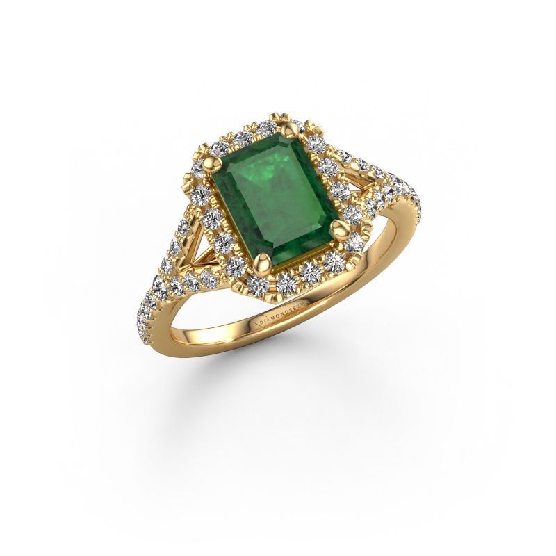 Engagement ring Kimber EME 585 gold emerald 8x6 mm