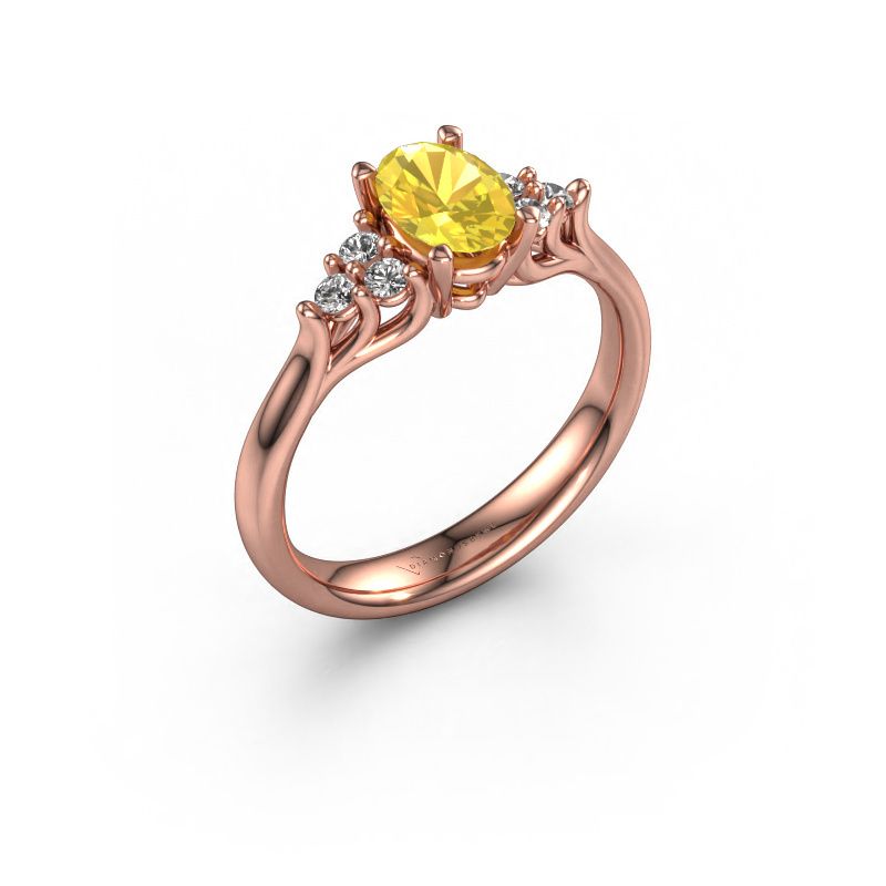 Verlobungsring Monika OVL 585 Roségold Gelb Saphir 7x5 mm